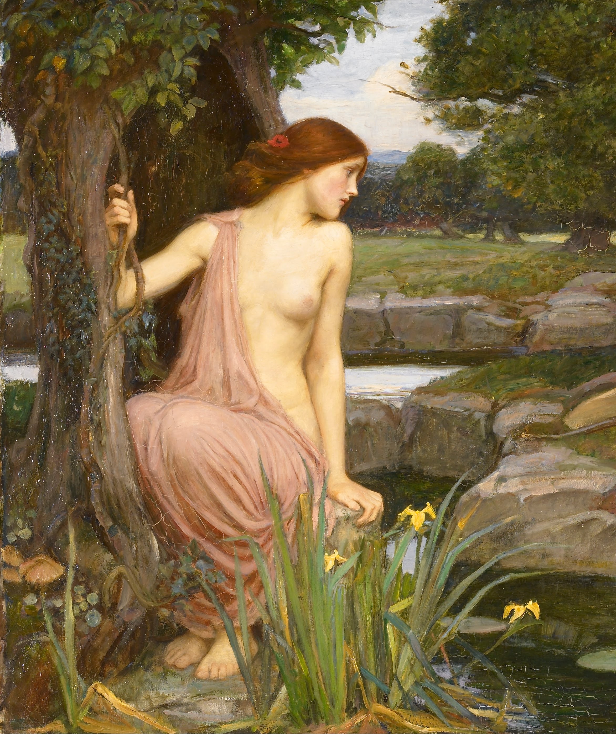 John William Waterhouse, Echo and Narcissus (1903), detail